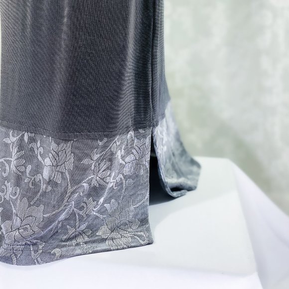 Gray Long Sleeve Lace Bodycon Dress Dressing Clio Waist Detail Stretch Gown S - Picture 3 of 13